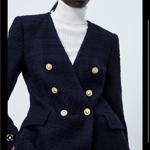 ZARA STRUCTURED LAPELLESS BLAZER
NAVY BLUE - Picture 5 of 5